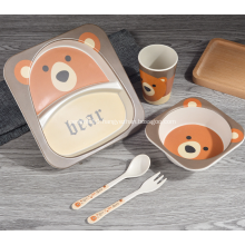 Eco-friendly 5-Pieces Bamboo Kids Dinner Set